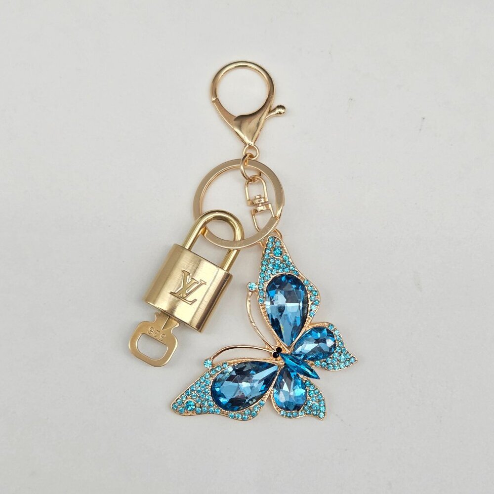 LV Gold Padlock & Key 🔒 Authentic Louis Vuitton Bag Unbranded Butterfly Charm
